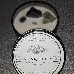 Tranquility* Gemstone intention candle* handmade scented soy